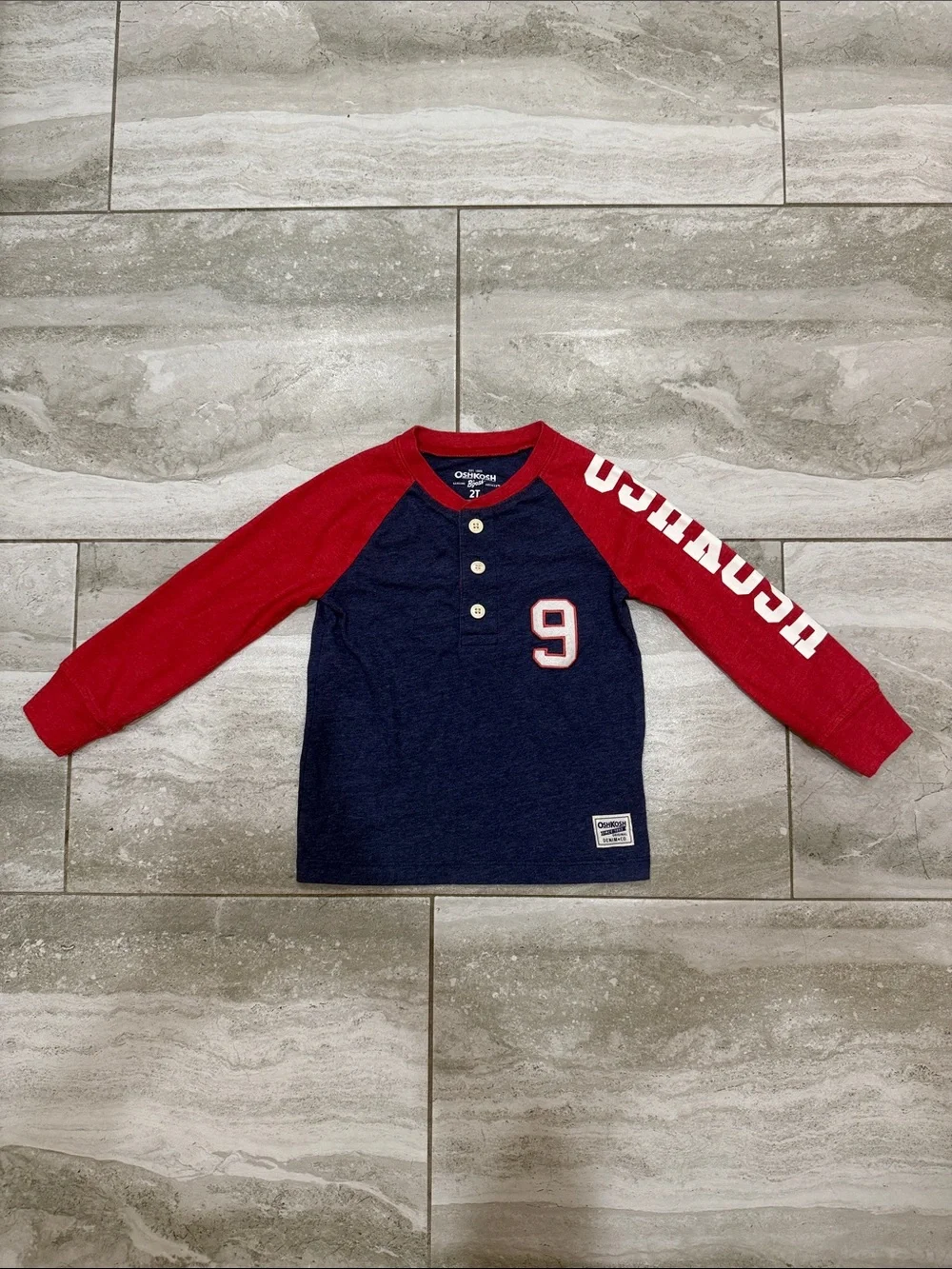 OshKosh B'gosh Navy & Red Raglan Henley with Number 9